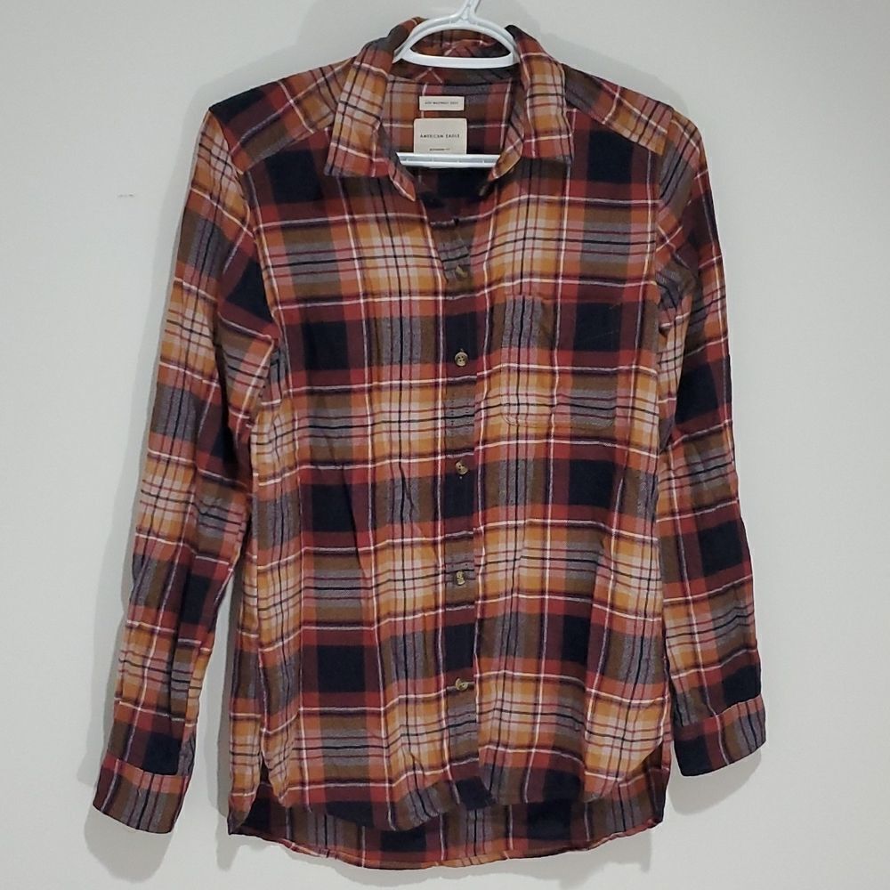 american Eagle plaid ahh-mazingly soft boyfriend fit XS button down shirt